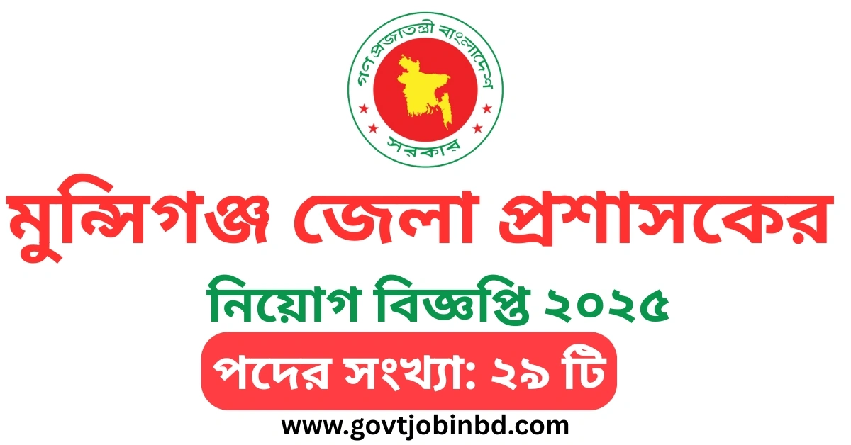 মুন্সিগঞ্জ জেলা প্রশাসকের কার্যালয় নিয়োগ ২০২৫